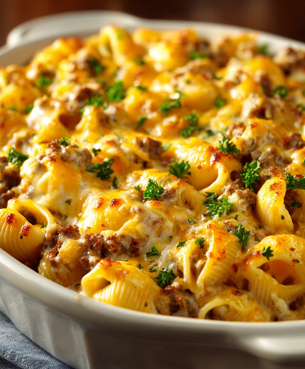 Creamy Ground Beef and Shells Casserole