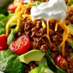 Healthy Ground Beef Taco Salad with Avocado
