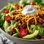 Healthy Ground Beef Taco Salad with Avocado