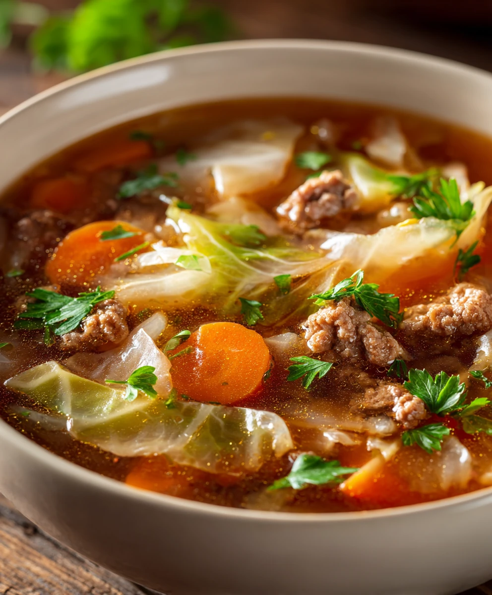 Hearty Cabbage and Ground Beef Soup