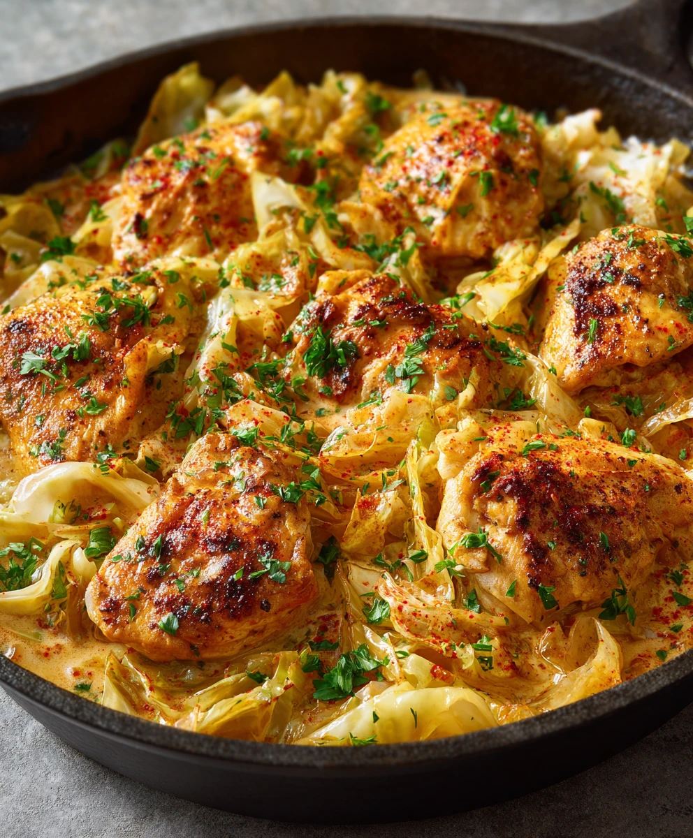 One-Pan Creamy Chicken and Cabbage Skillet