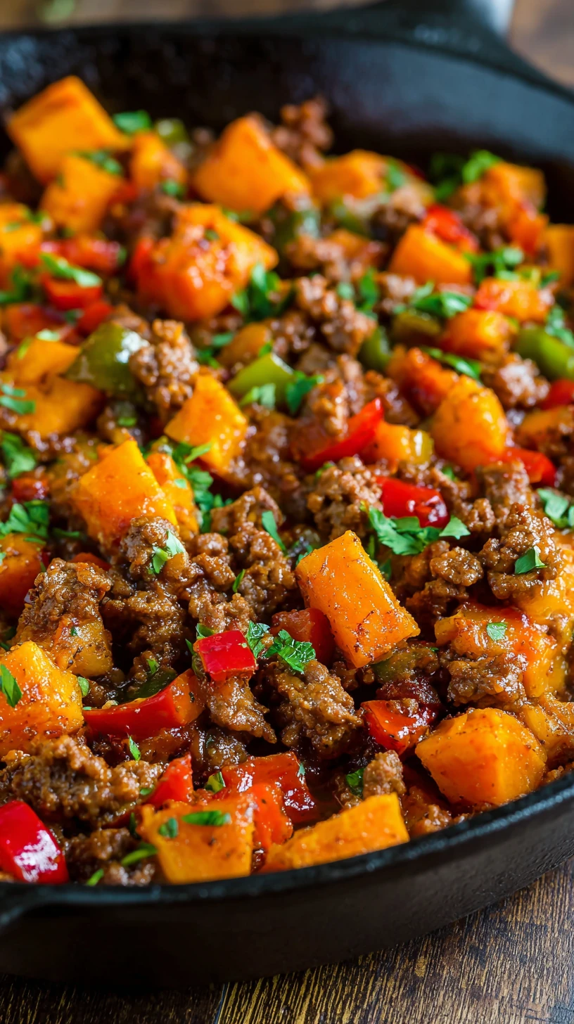 Quick Ground Beef and Sweet Potato Skillet - image 0