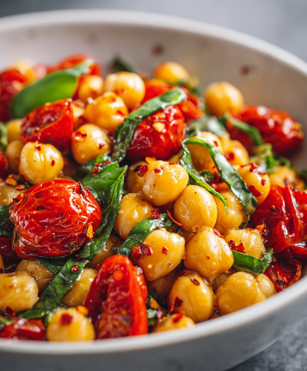 Spicy Chickpea and Tomato Basil Salad