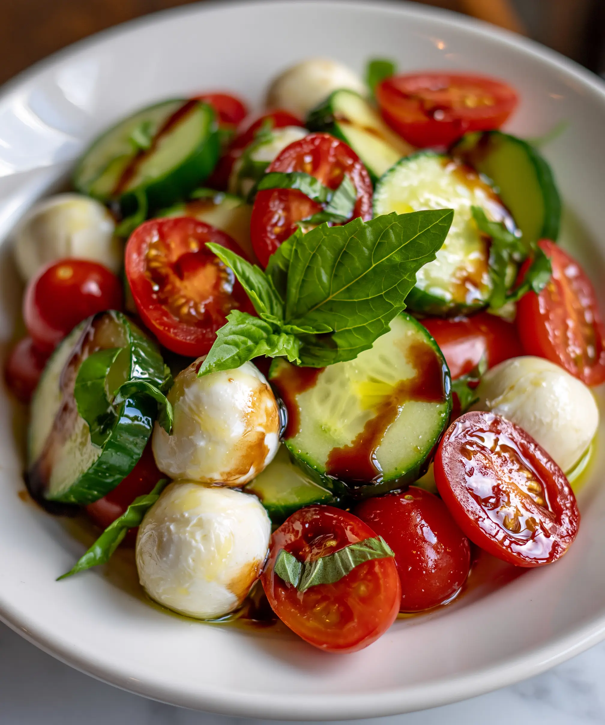 10-Minute Cucumber Caprese Salad Recipe — homemade Cucumber Caprese Salad recipe