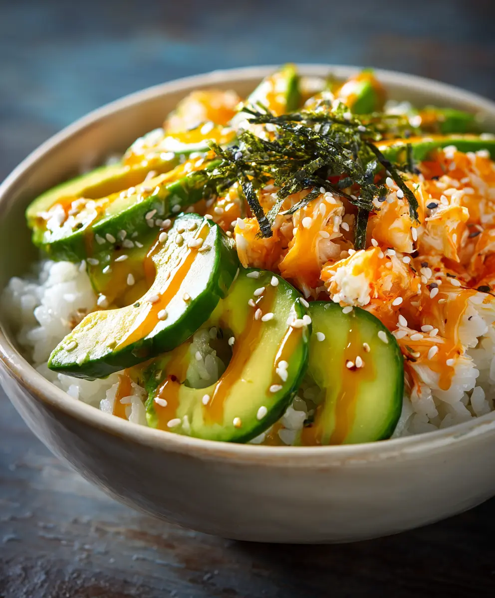 20-Minute Spicy Surimi Sushi Salad — homemade spicy surimi sushi salad recipe