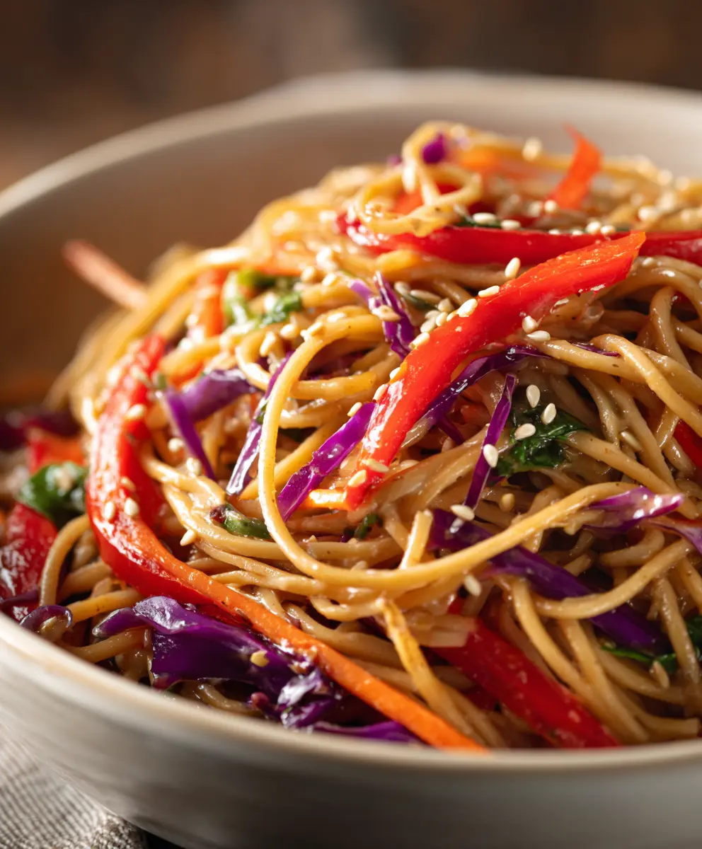 25-Minute Vegan Sesame Noodle Salad — homemade vegan sesame noodle salad recipe