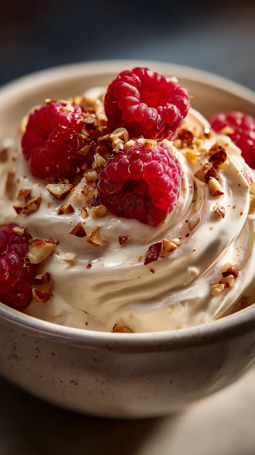 Serving suggestion for 5-Minute Cottage Cheese Peanut Butter Mousse — cottage cheese peanut butter mousse