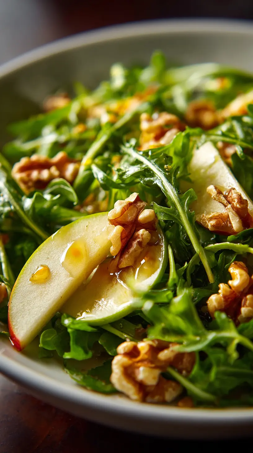 Serving suggestion for Arugula Apple Walnut Salad with Vinaigrette — Arugula Apple Walnut Salad