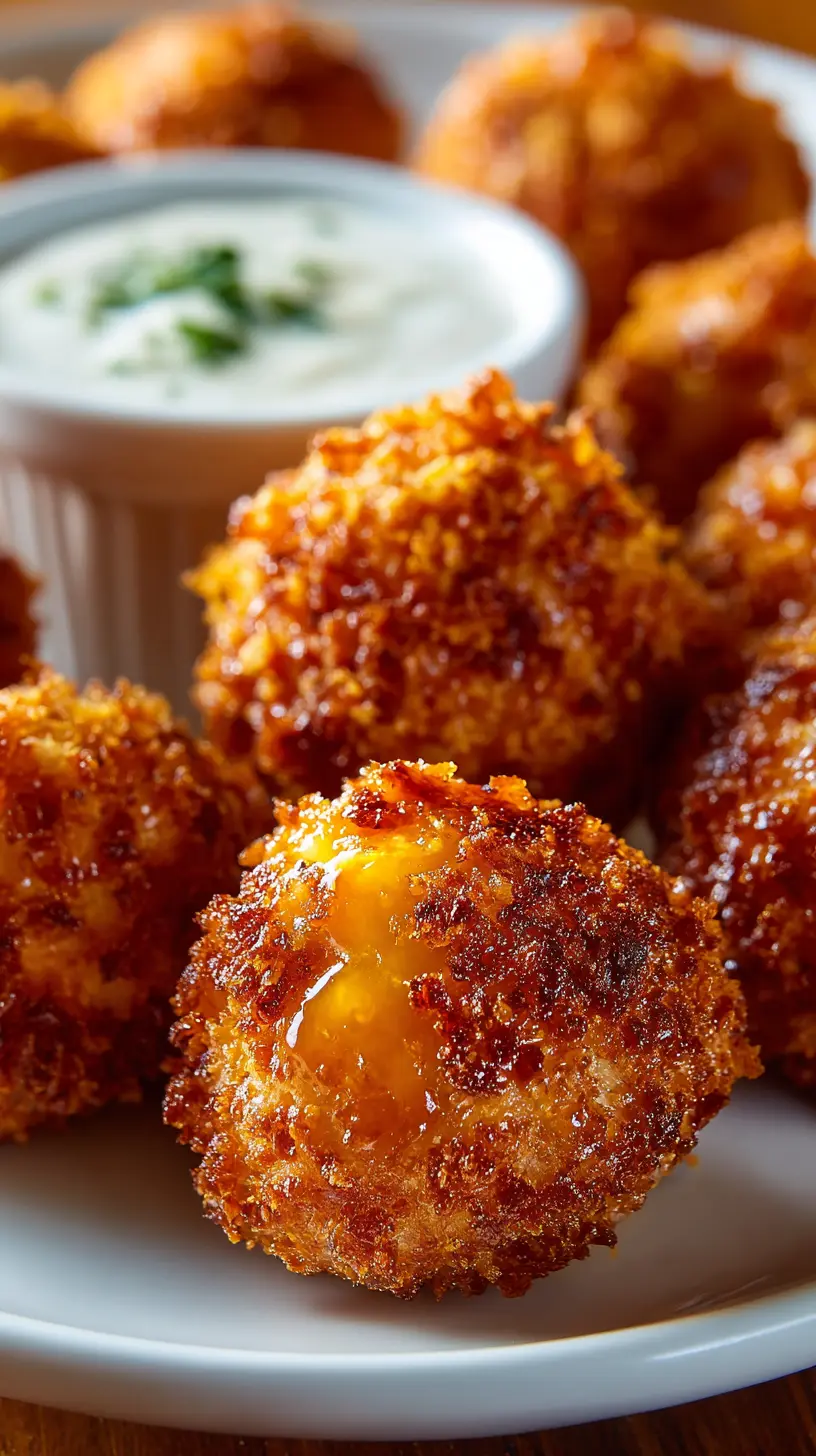 Serving suggestion for Buffalo Chicken Dip Balls: Crispy Game Day Delights You’ll Love — Buffalo Chicken Dip Balls