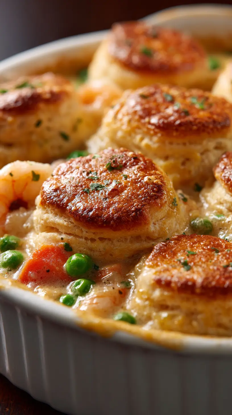 Step-by-step preparation of Cheddar Bay Biscuit Seafood Pot Pie - Cozy Comfort Awaits (seafood pot pie)
