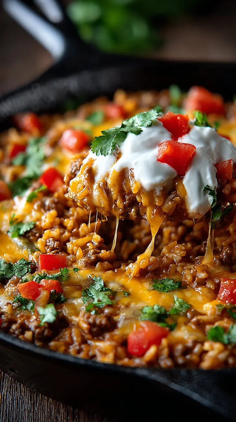Step-by-step preparation of Cheesy Taco Rice Skillet: Quick Comfort for Taco Lovers (Cheesy Taco Rice Skillet)