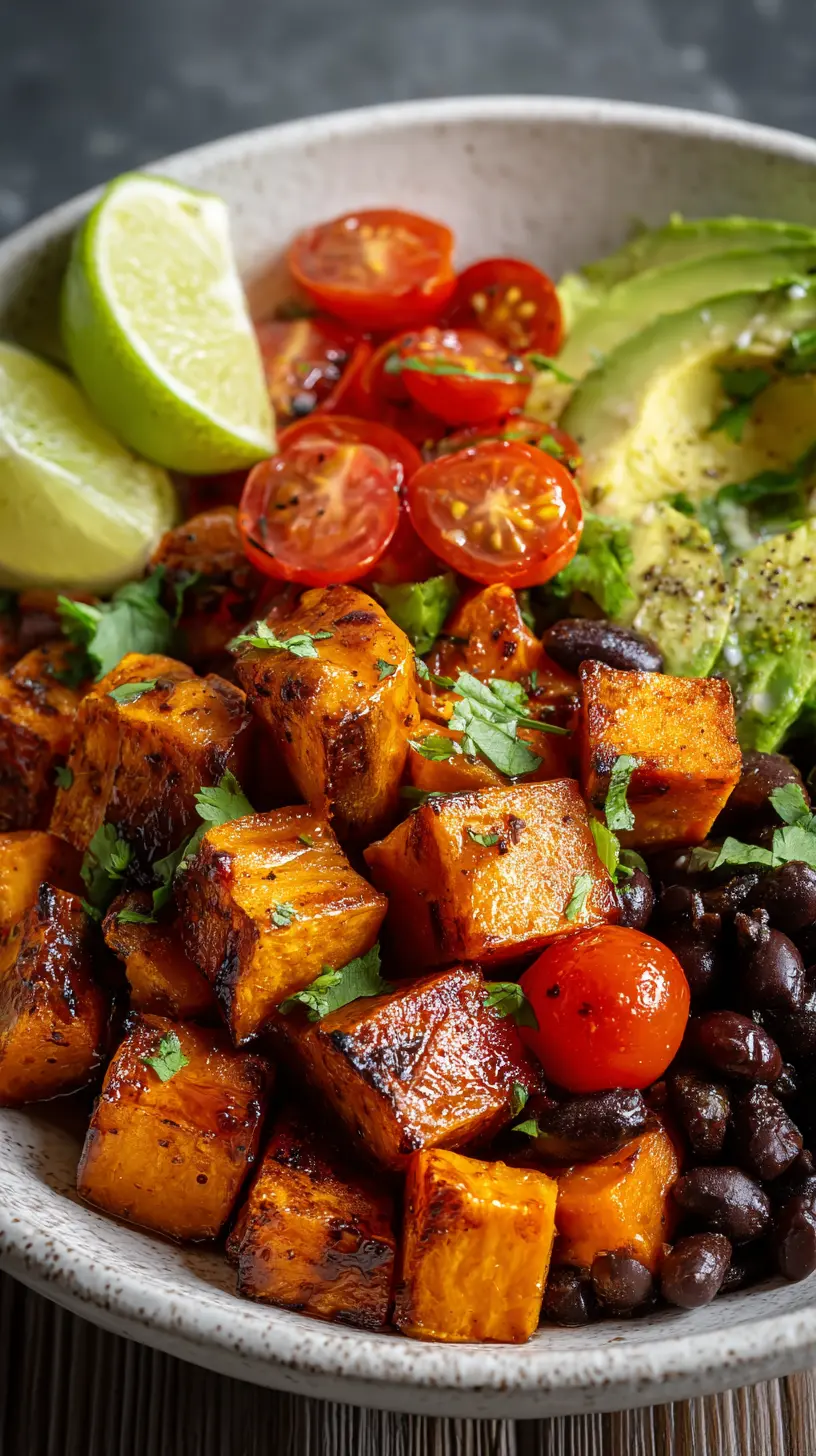 Step-by-step preparation of Chili-Lime Sweet Potato Black Bean Bowl (Chili-Lime Sweet Potato Black Bean Bowl)