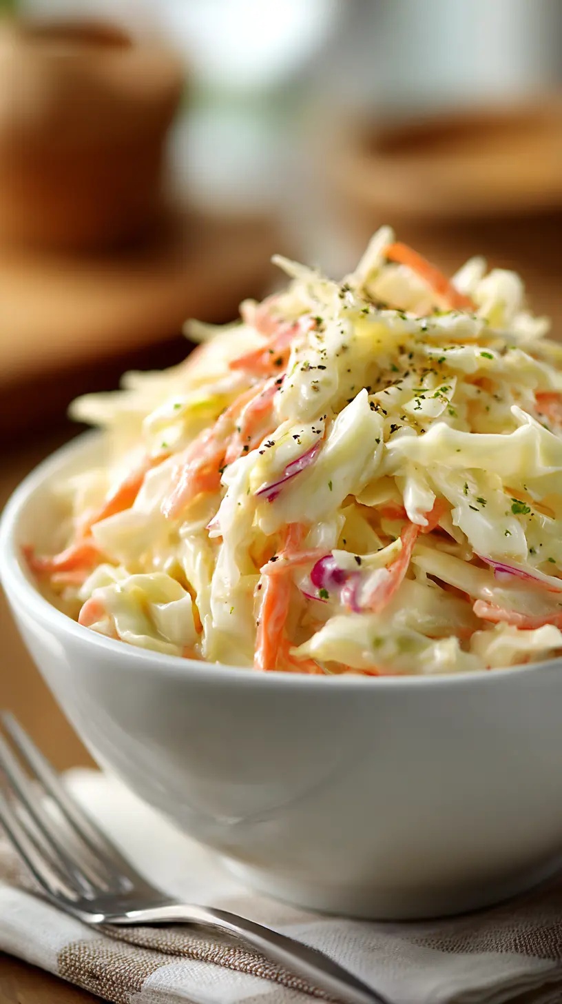 Serving suggestion for Classic Old-Fashioned Creamy Coleslaw — creamy coleslaw