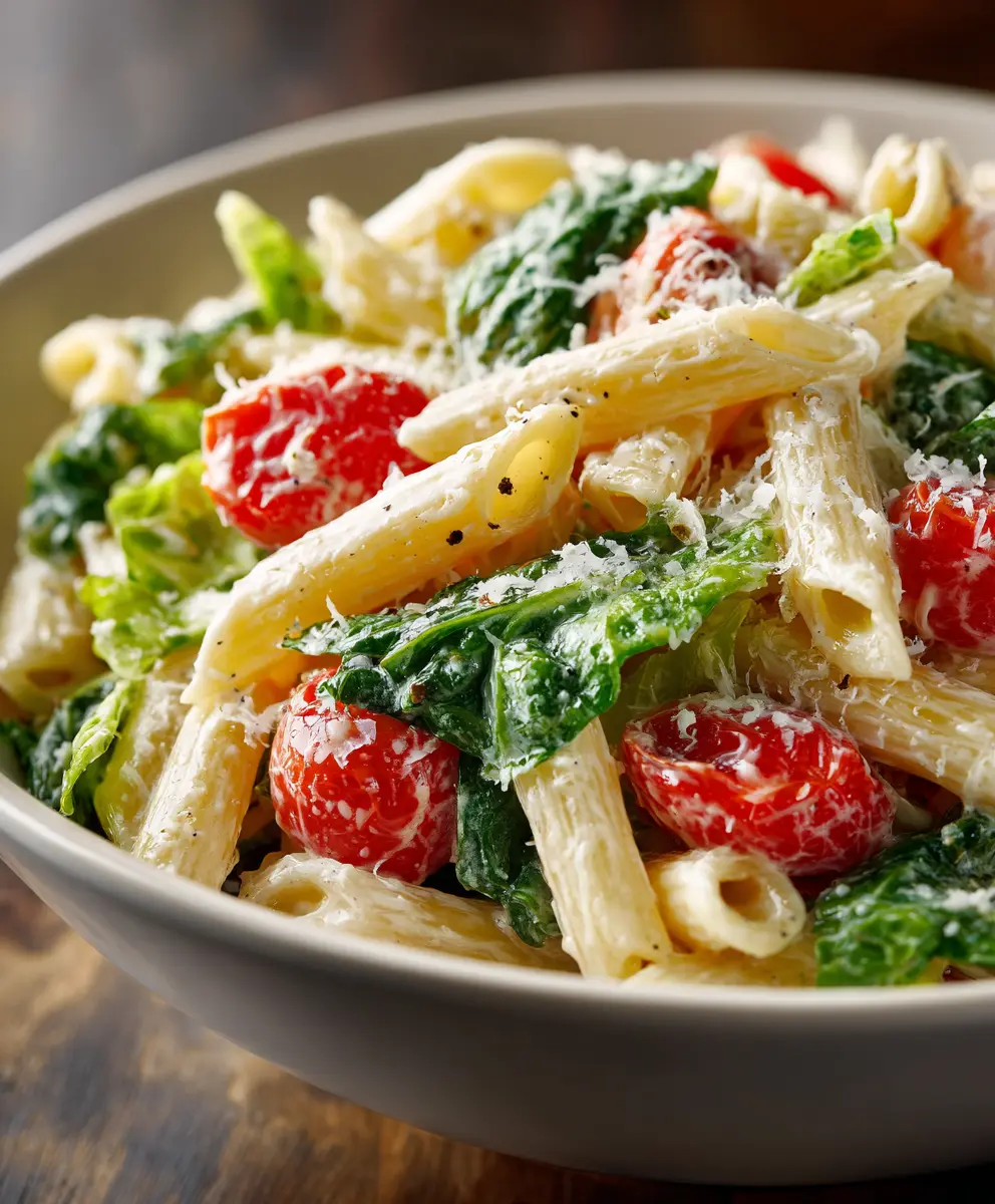 Creamy Caesar Pasta Salad Recipe — homemade Creamy Caesar Pasta Salad recipe