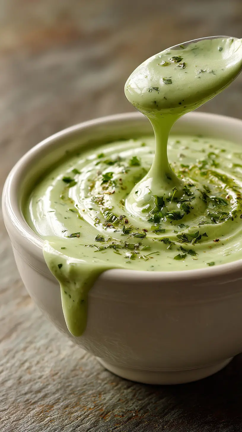 Serving suggestion for Creamy Homemade Green Goddess Dressing — Green Goddess dressing
