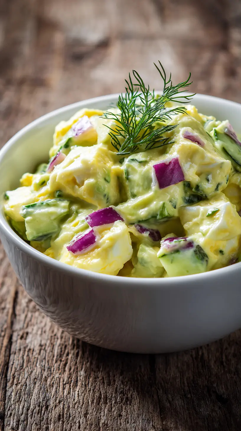Serving suggestion for Creamy Mediterranean Avocado Egg Salad — Mediterranean Avocado Egg Salad