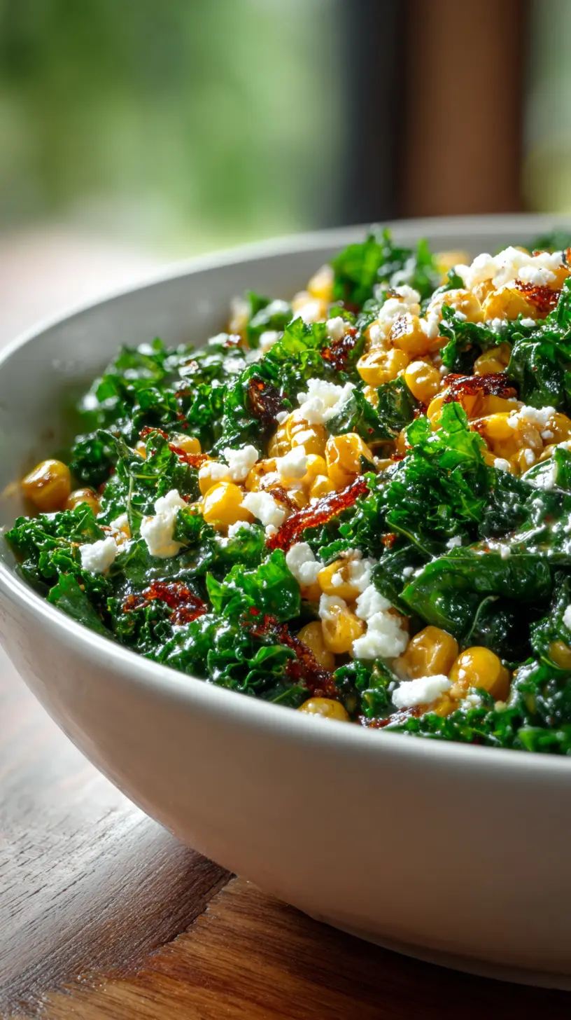 Serving suggestion for Creamy Mexican Street Corn Kale Salad — Mexican Street Corn Kale Salad