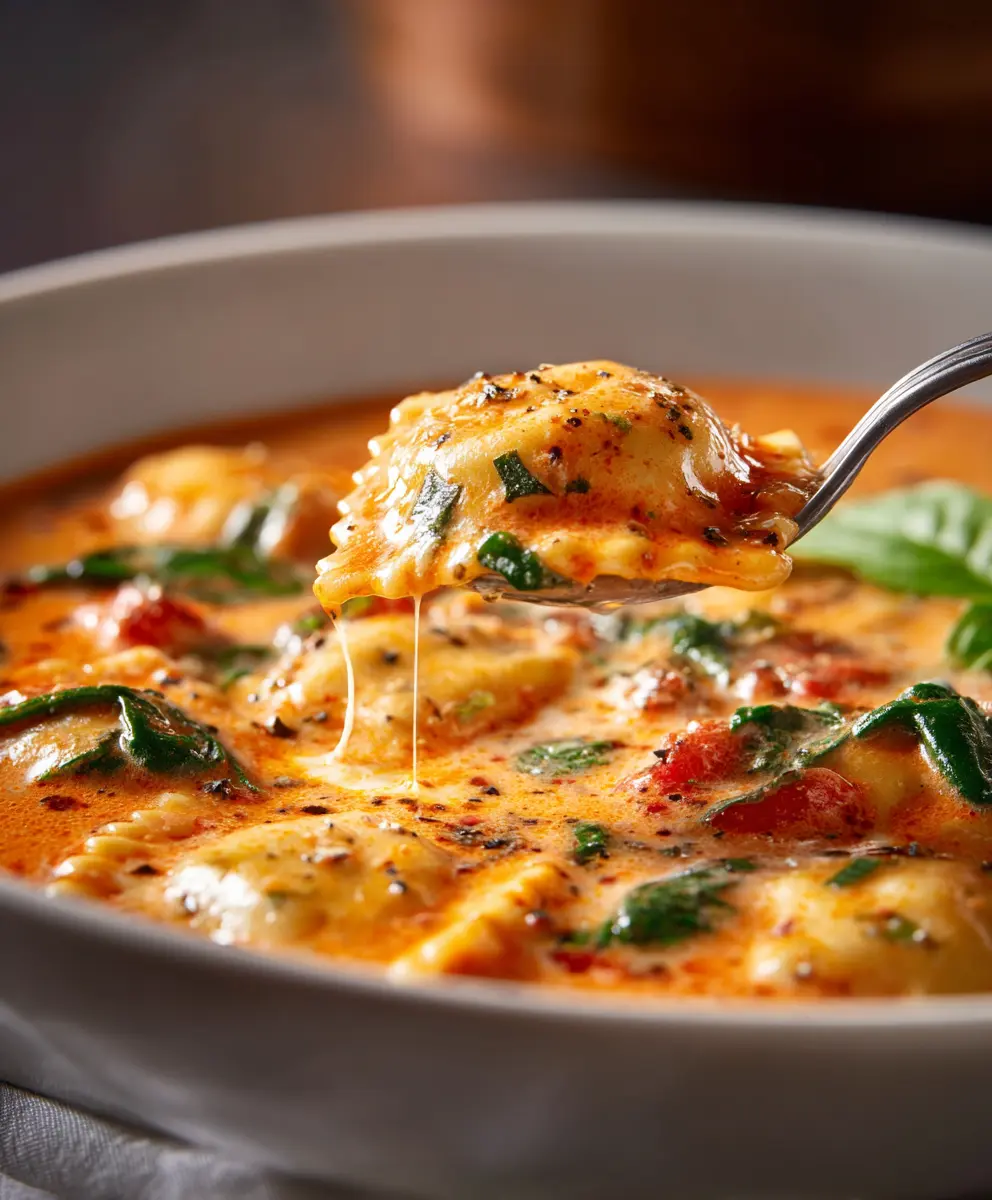 Creamy Tuscan Ravioli Soup for Cozy Nights at Home — homemade Creamy Tuscan Ravioli Soup recipe