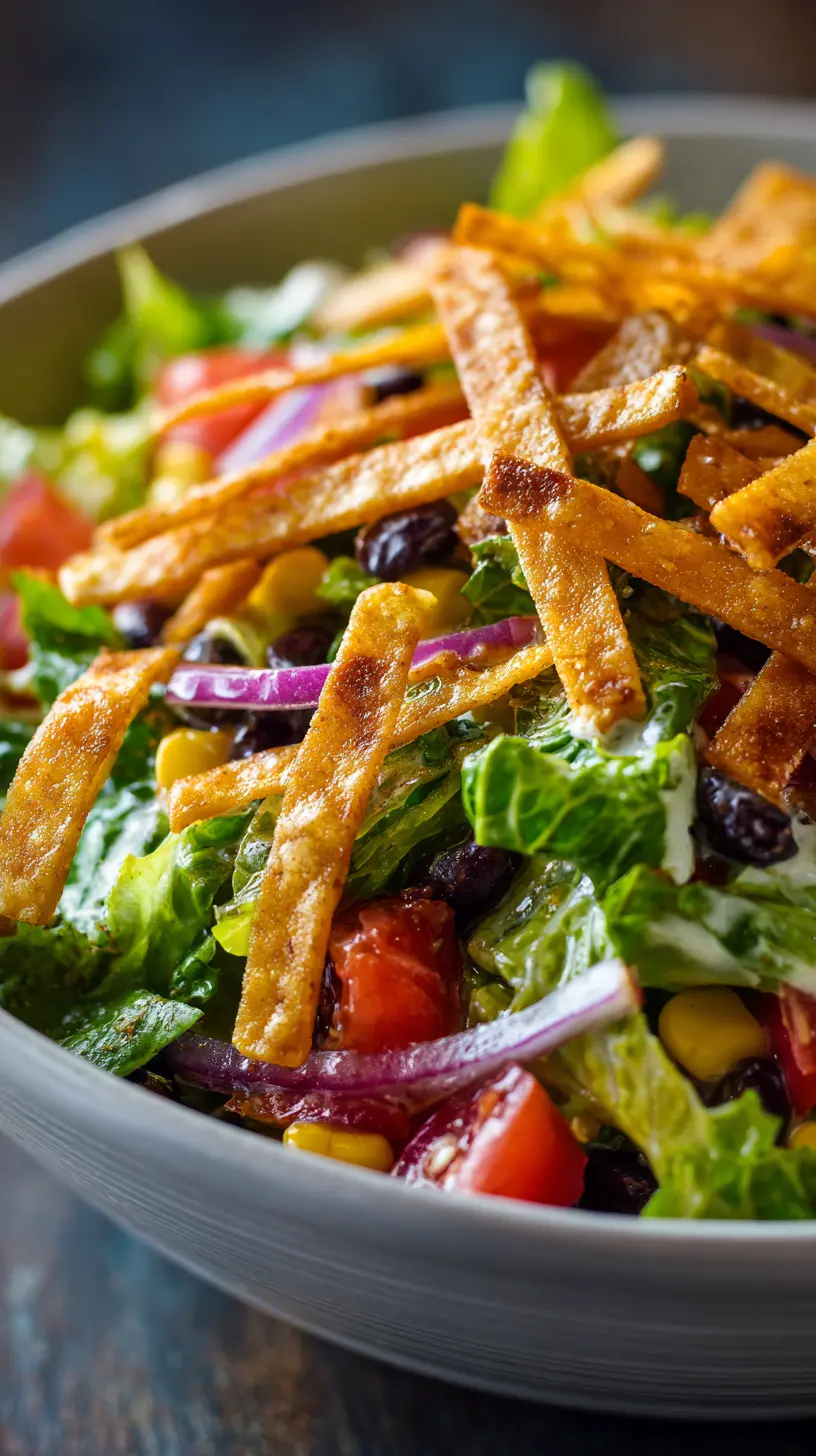 Serving suggestion for Crunchy Southwest Salad with Tortilla Strips — Southwest salad