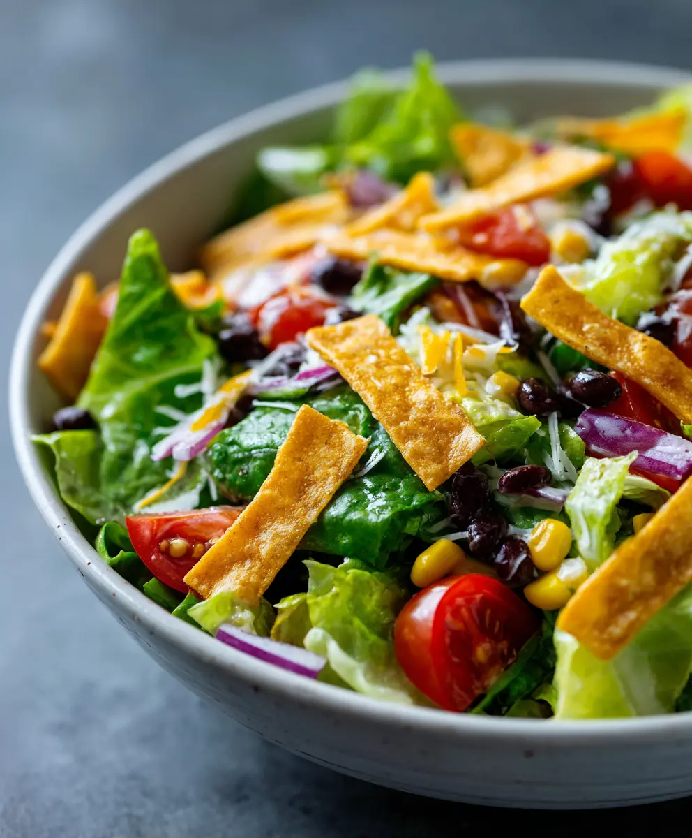 Crunchy Southwest Salad with Tortilla Strips — homemade Southwest salad recipe