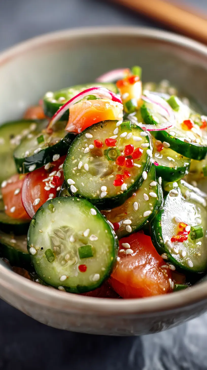 Step-by-step preparation of Delicious Sushi Cucumber Salad: Refreshing Summer Delight (sushi cucumber salad)