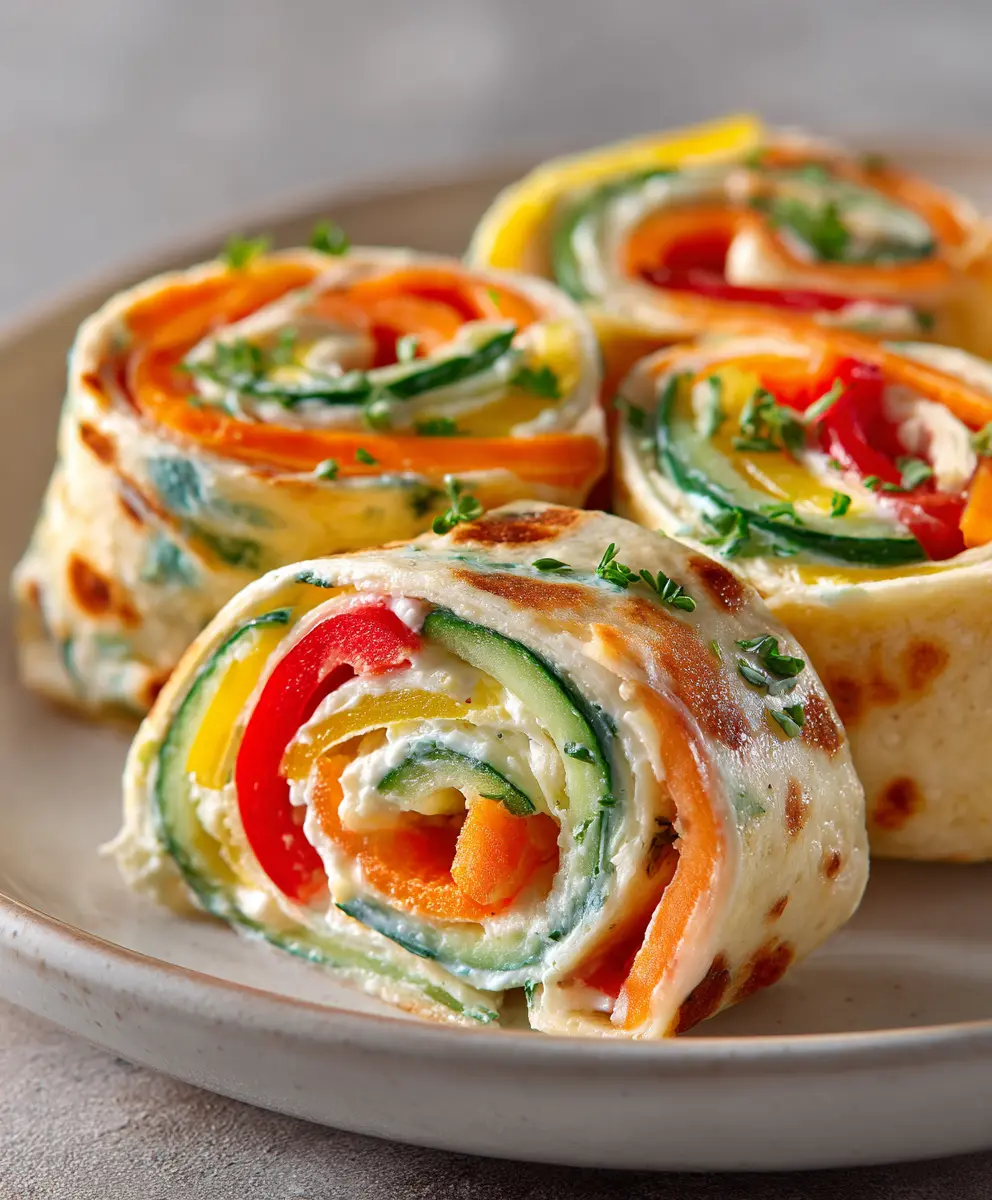 Easy Vegetable Tortilla Roll-Ups (Party Appetizer) — homemade vegetable tortilla roll-ups recipe