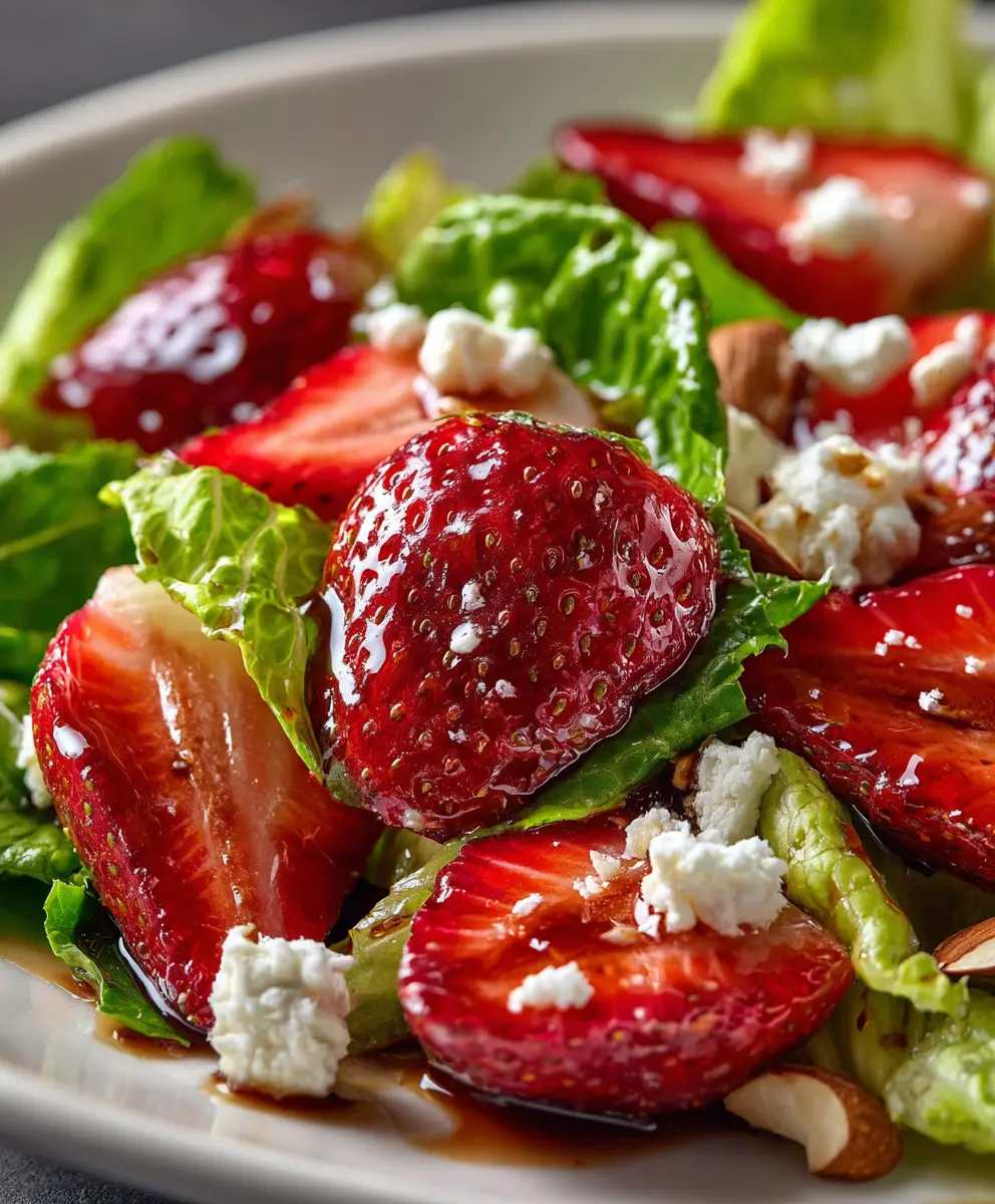 Fresh Strawberry Romaine Feta Salad — homemade strawberry romaine feta salad recipe