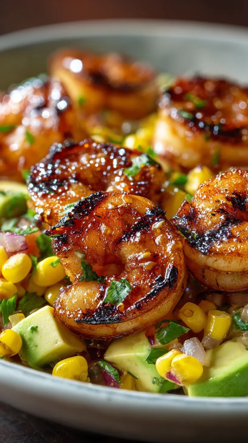 Serving suggestion for Grilled Shrimp Bowls with Corn Salsa — Grilled Shrimp Bowls with Corn Salsa