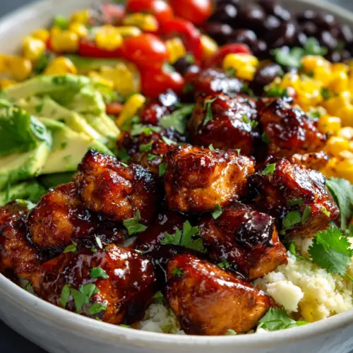 Healthy Low-Carb BBQ Chicken Bowls — homemade low-carb BBQ chicken bowls recipe