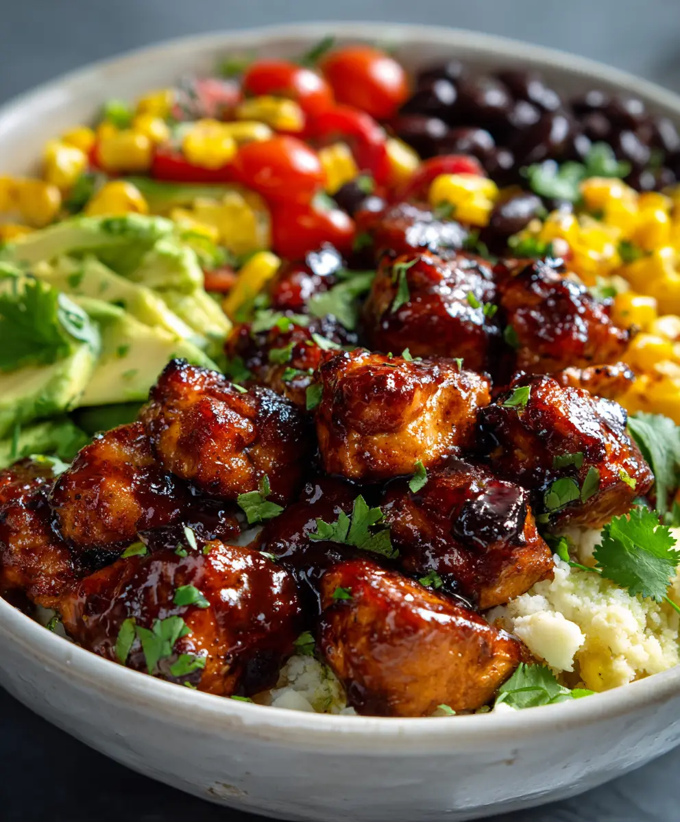 Healthy Low-Carb BBQ Chicken Bowls — homemade low-carb BBQ chicken bowls recipe