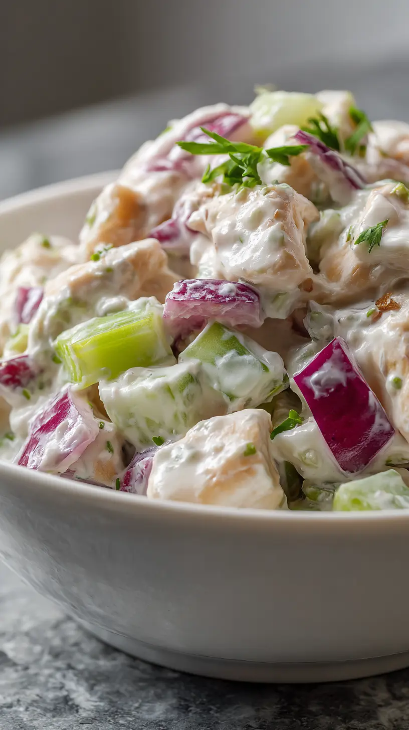 Step-by-step preparation of High-Protein Cottage Cheese Chicken Salad (Gluten-Free) (cottage cheese chicken salad)