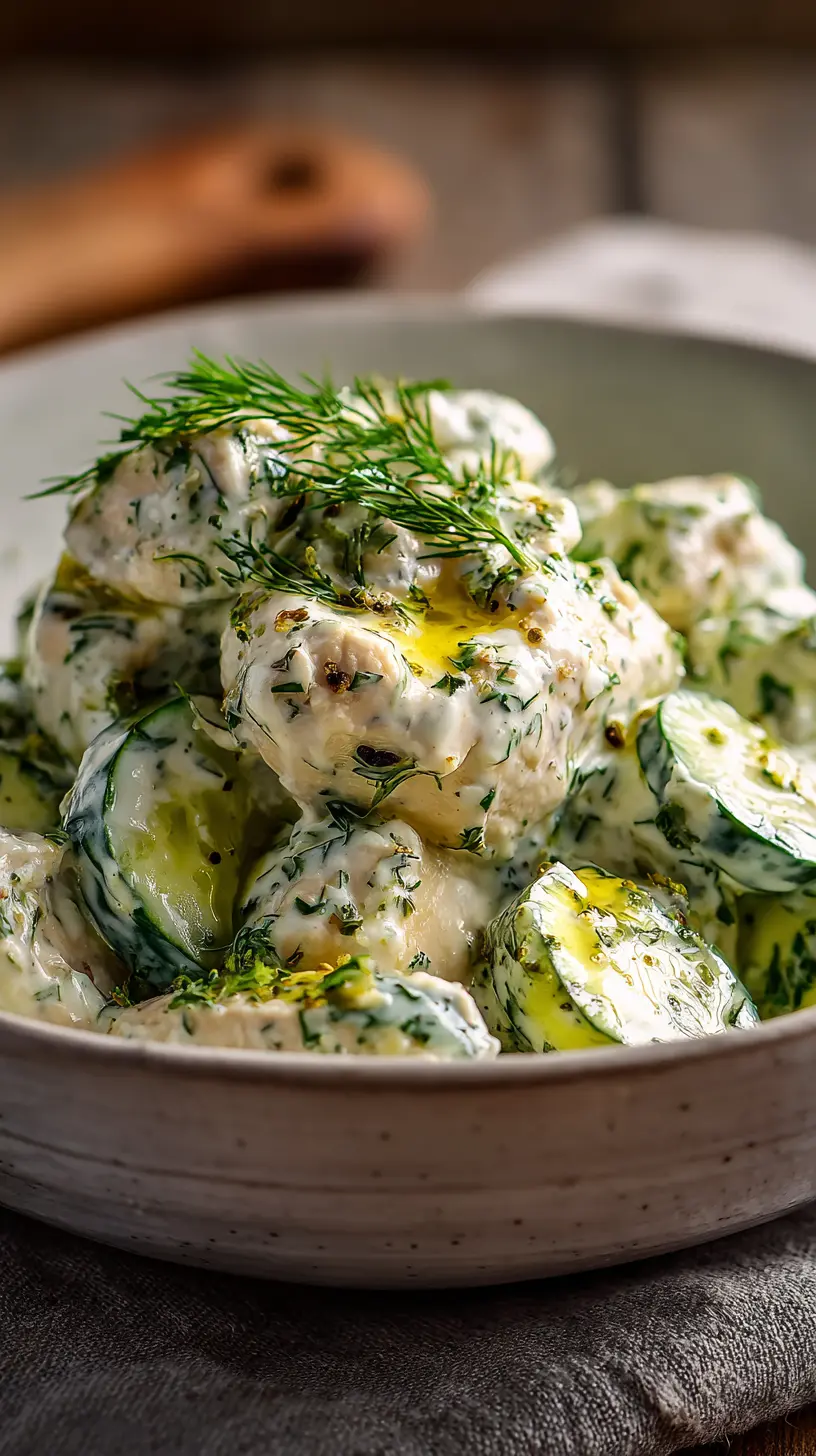 Step-by-step preparation of High-Protein Greek Tzatziki Chicken Salad (Greek Tzatziki Chicken Salad)