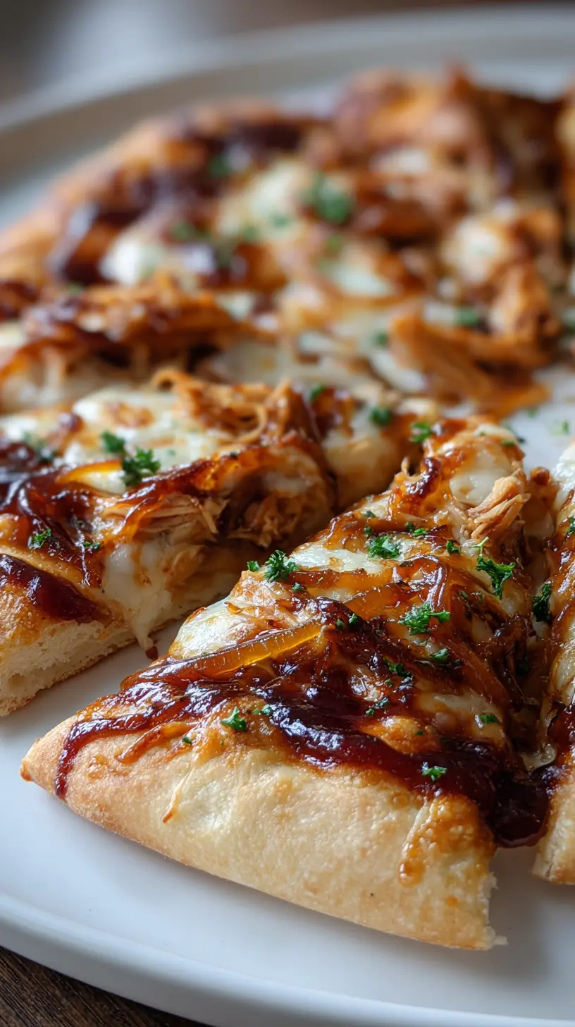 Serving suggestion for Homemade BBQ Chicken Pizza with Caramelized Onions — BBQ chicken pizza