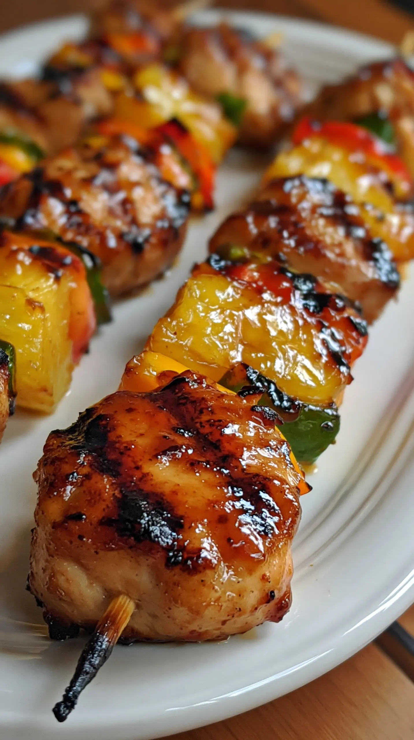 Serving suggestion for Juicy Grilled Pineapple Teriyaki Chicken Kabobs — Grilled Pineapple Teriyaki Chicken Kabobs