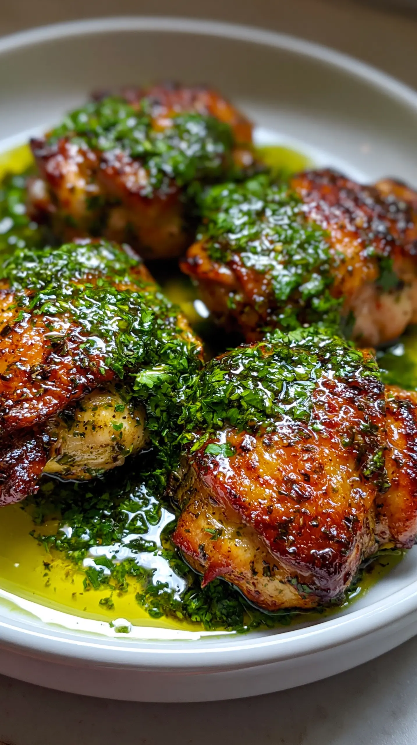 Serving suggestion for Juicy Pan-Seared Chimichurri Chicken Thighs — Pan-Seared Chimichurri Chicken Thighs