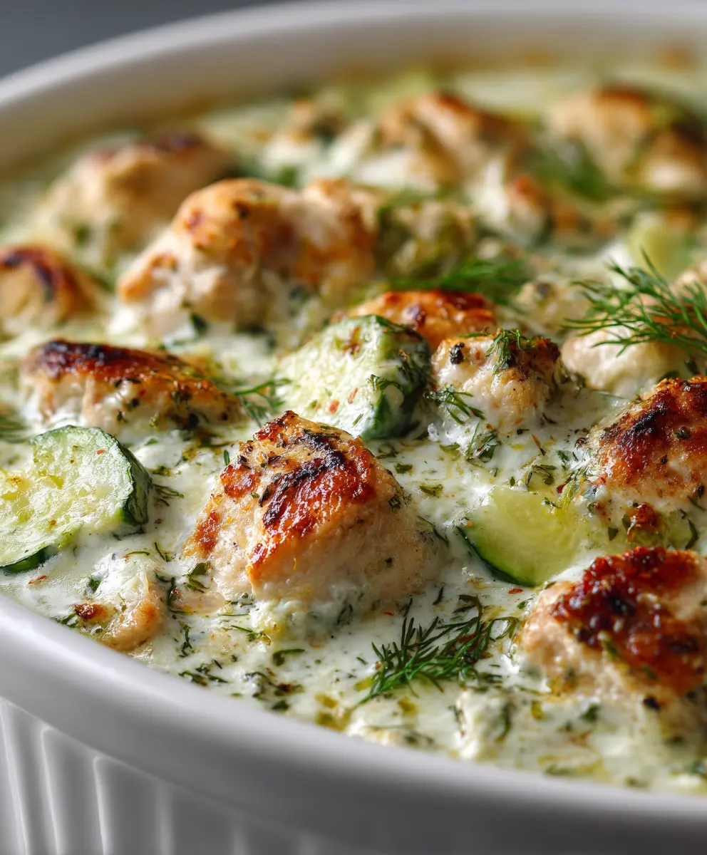 Low-Carb Dump-and-Bake Chicken Tzatziki Casserole — homemade chicken tzatziki casserole recipe