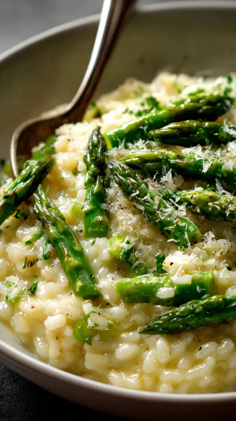 Serving suggestion for Parmesan Lemon Asparagus Risotto — Parmesan Lemon Asparagus Risotto