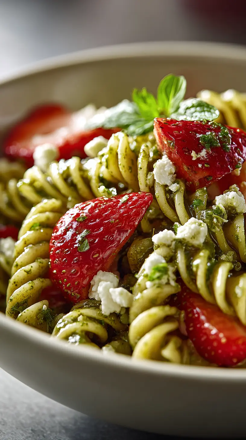 Step-by-step preparation of Pesto Strawberry and Goat Cheese Pasta Salad (Pesto Strawberry and Goat Cheese Pasta Salad)