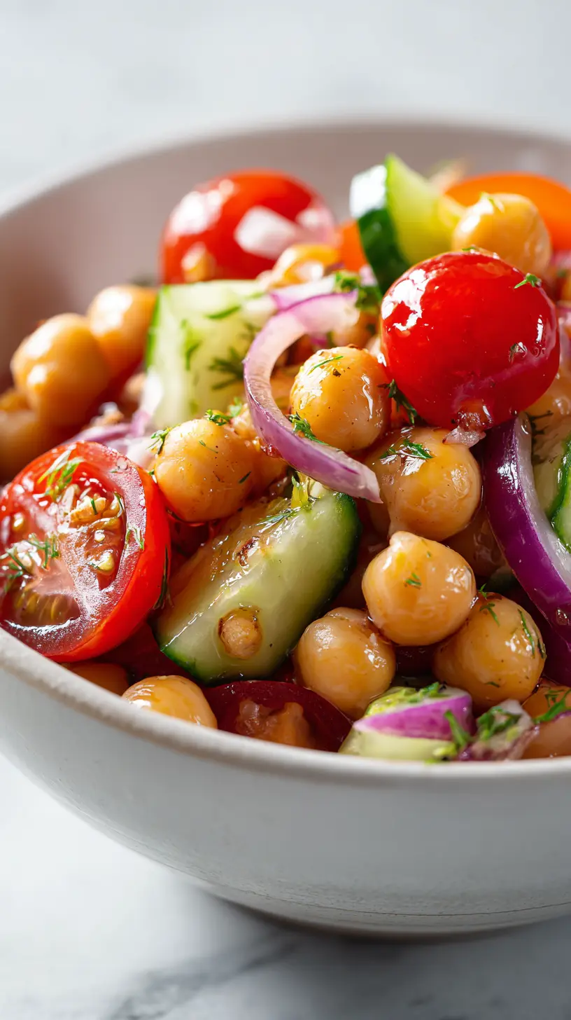 Serving suggestion for Quick & Easy Mediterranean Chickpea Salad — Mediterranean chickpea salad