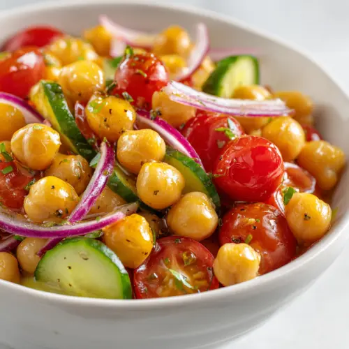 Quick & Easy Mediterranean Chickpea Salad — homemade Mediterranean chickpea salad recipe