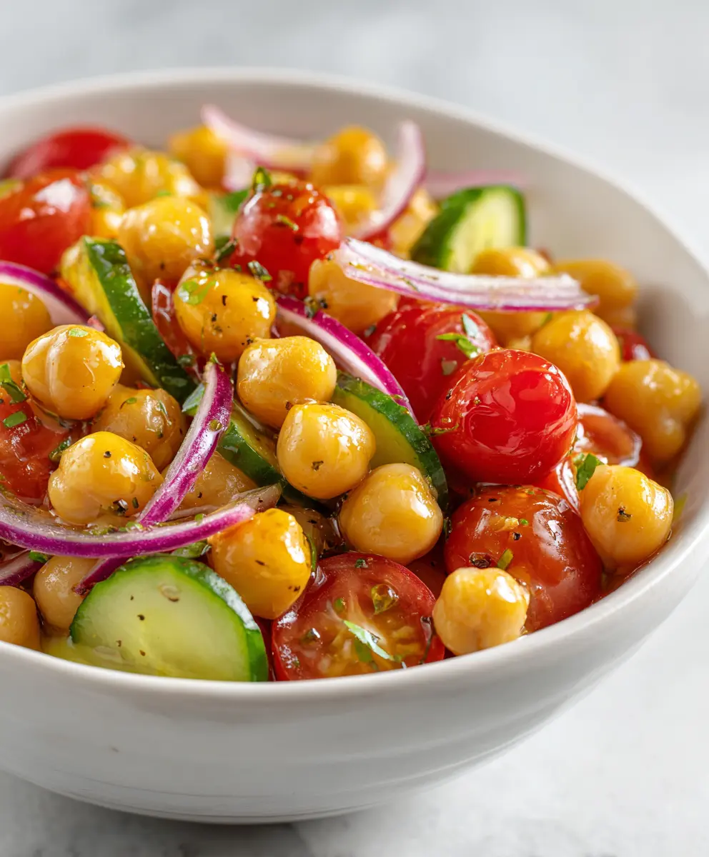 Quick & Easy Mediterranean Chickpea Salad — homemade Mediterranean chickpea salad recipe