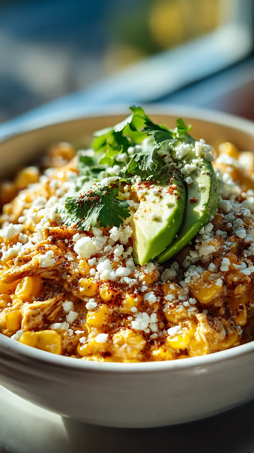 Serving suggestion for Quick & Easy Mexican Street Corn Chicken Bowls — Mexican Street Corn Chicken Bowls