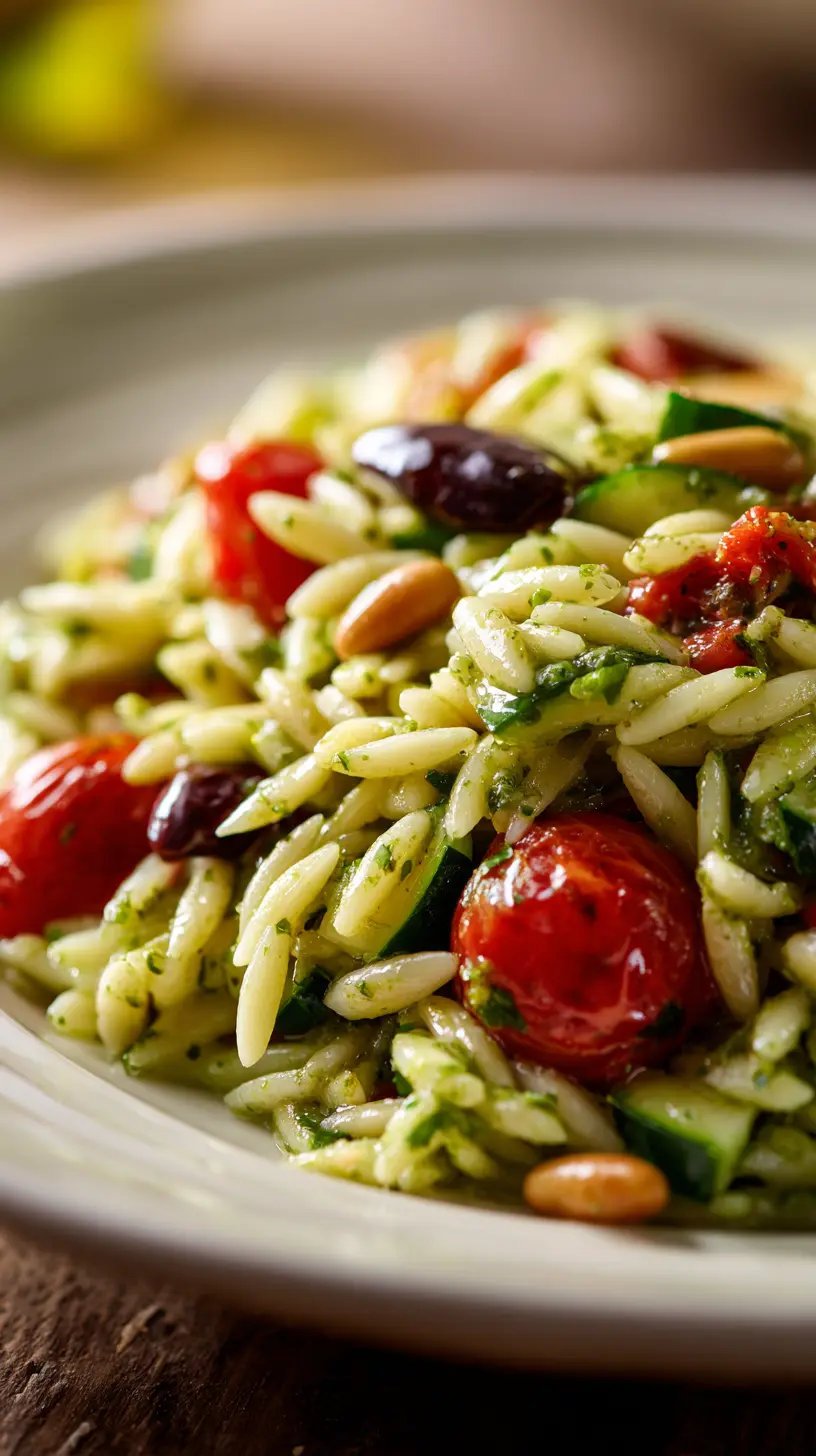 Step-by-step preparation of Quick & Easy Summer Pesto Orzo Salad (pesto orzo salad)