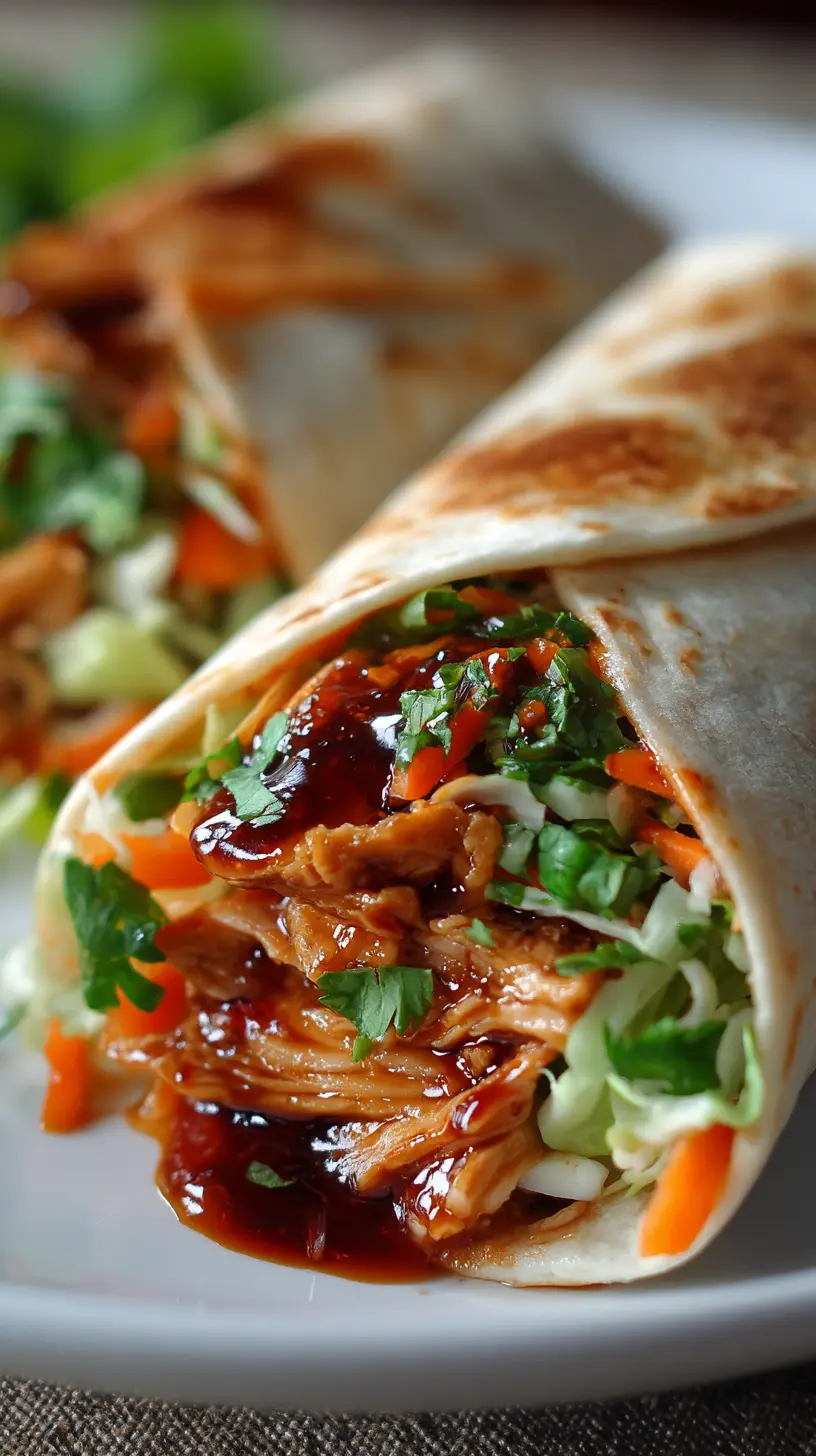 Serving suggestion for Quick & Easy Sweet Chili Chicken Wraps — sweet chili chicken wraps