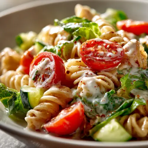 Quick Greek Yogurt Caesar Pasta Salad — homemade Greek Yogurt Caesar Pasta Salad recipe