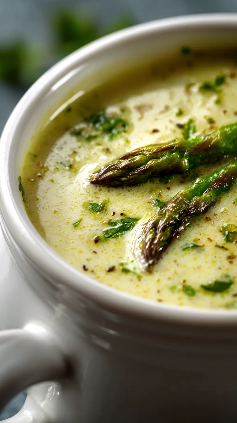 Serving suggestion for Quick Keto Cream of Asparagus Soup — Keto Cream of Asparagus Soup