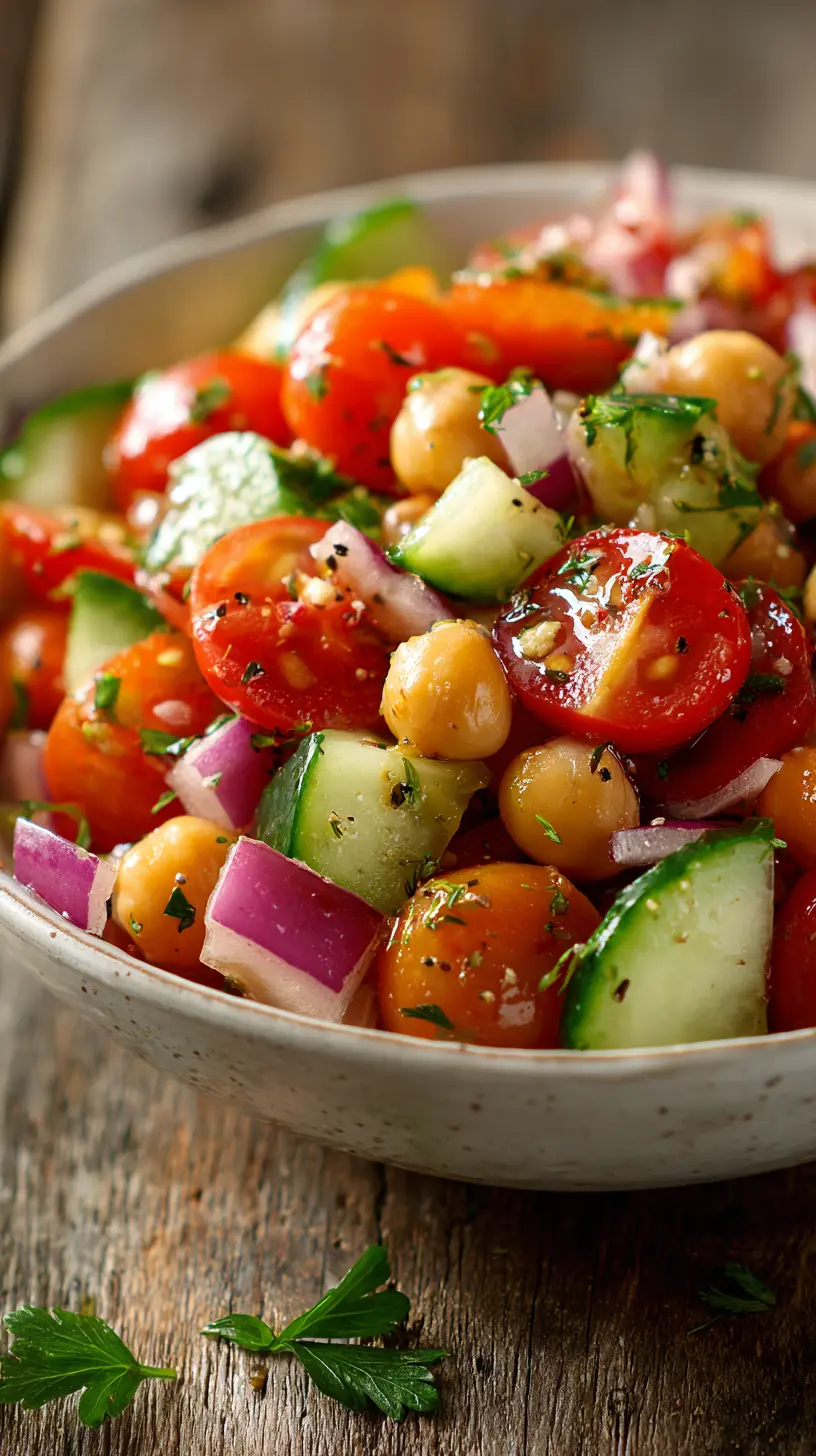 Serving suggestion for Refreshing Cucumber & Tomato Chickpea Salad — Cucumber Tomato Chickpea Salad