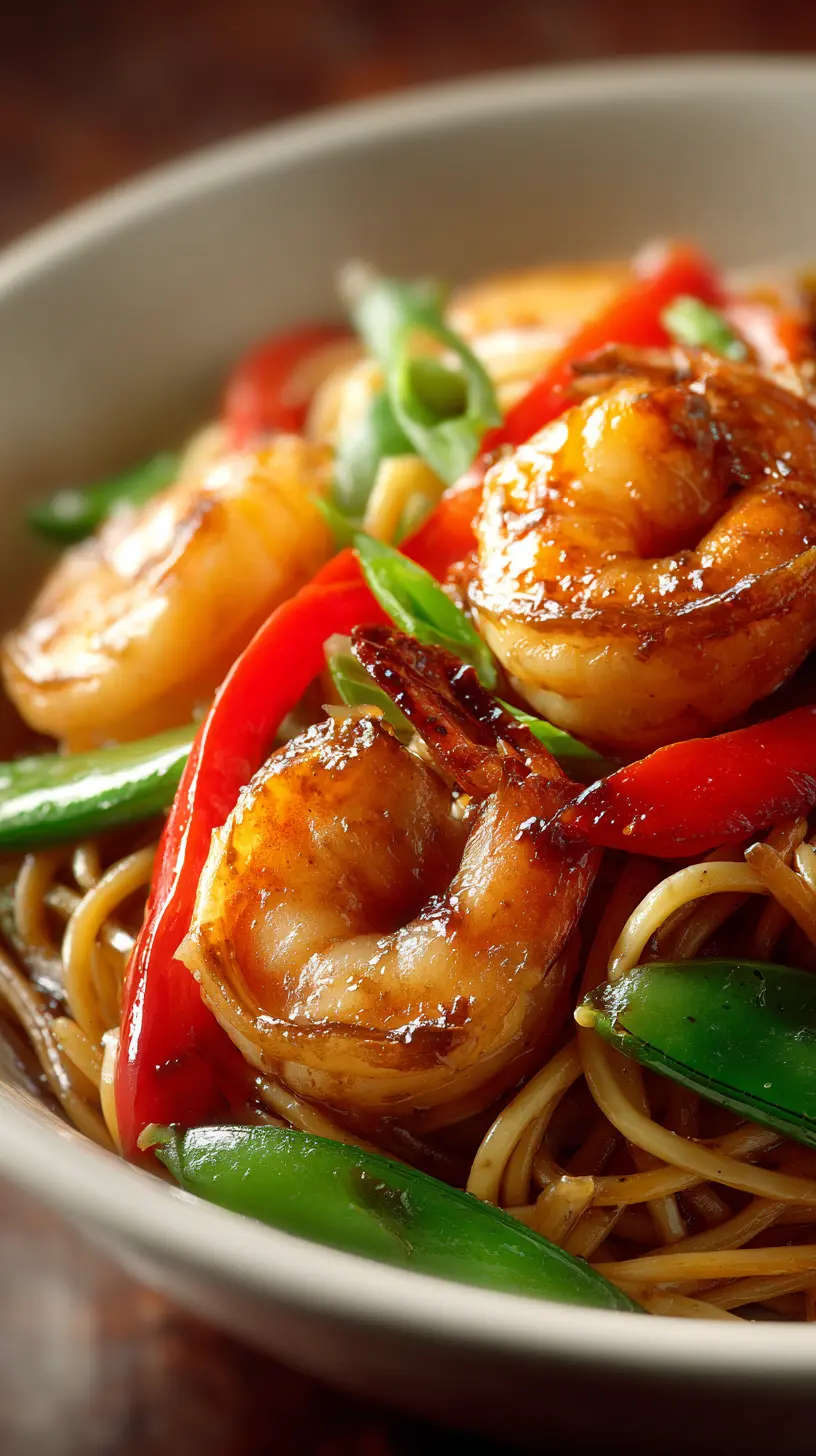 Serving suggestion for Savory Shrimp Stir Fry with Noodles: Quick & Flavor-Packed Delight — shrimp stir fry with noodles