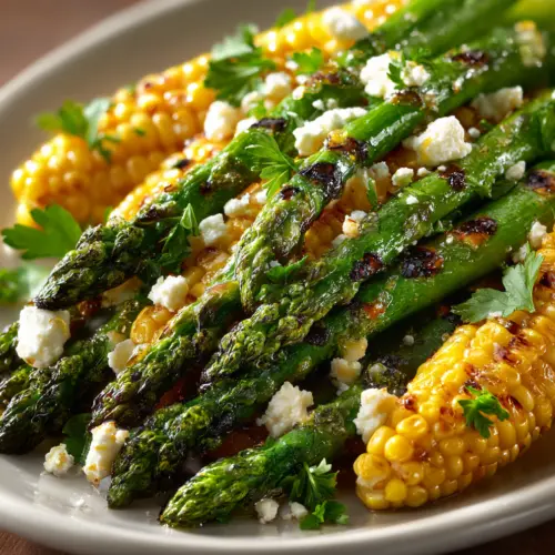 Simple Grilled Asparagus and Corn Salad — homemade grilled asparagus and corn salad recipe