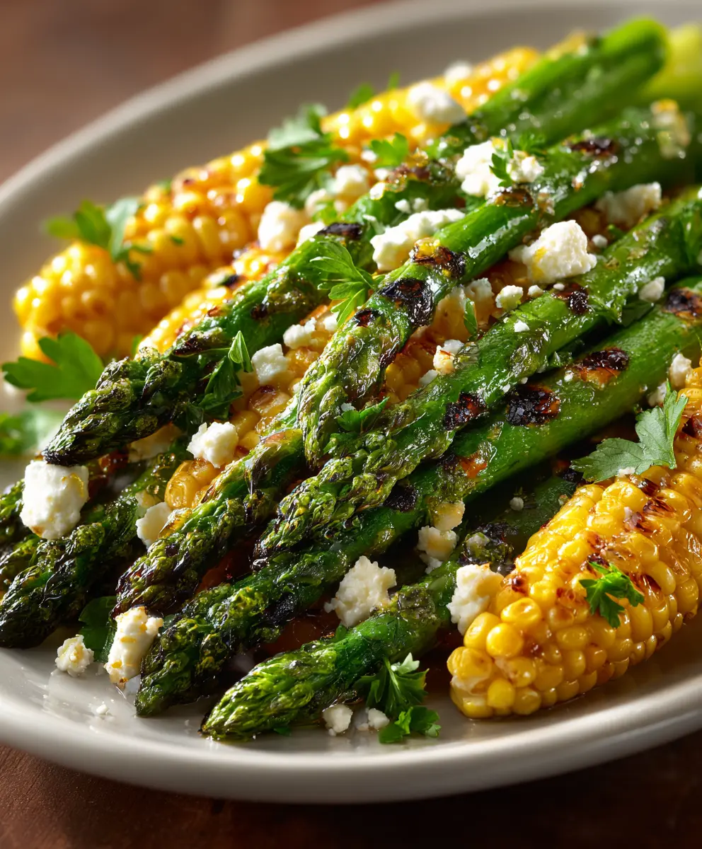 Simple Grilled Asparagus and Corn Salad — homemade grilled asparagus and corn salad recipe